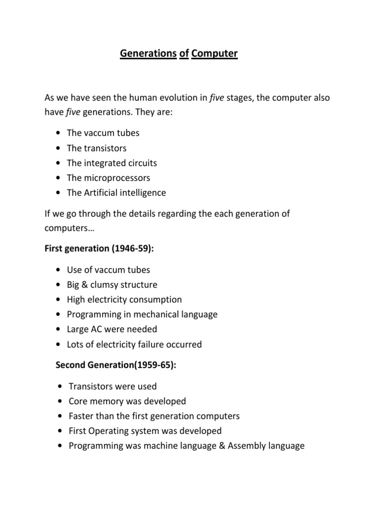 Generations of Computers | PDF | Art