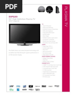 LG 50PQ30 Plasma TV Specifications