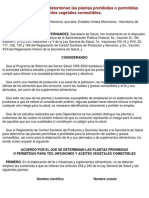 DOF 15 Dic 1999 ACUERDO Por El Que Se Determinan Las Plantas Prohibidas o Permitidas