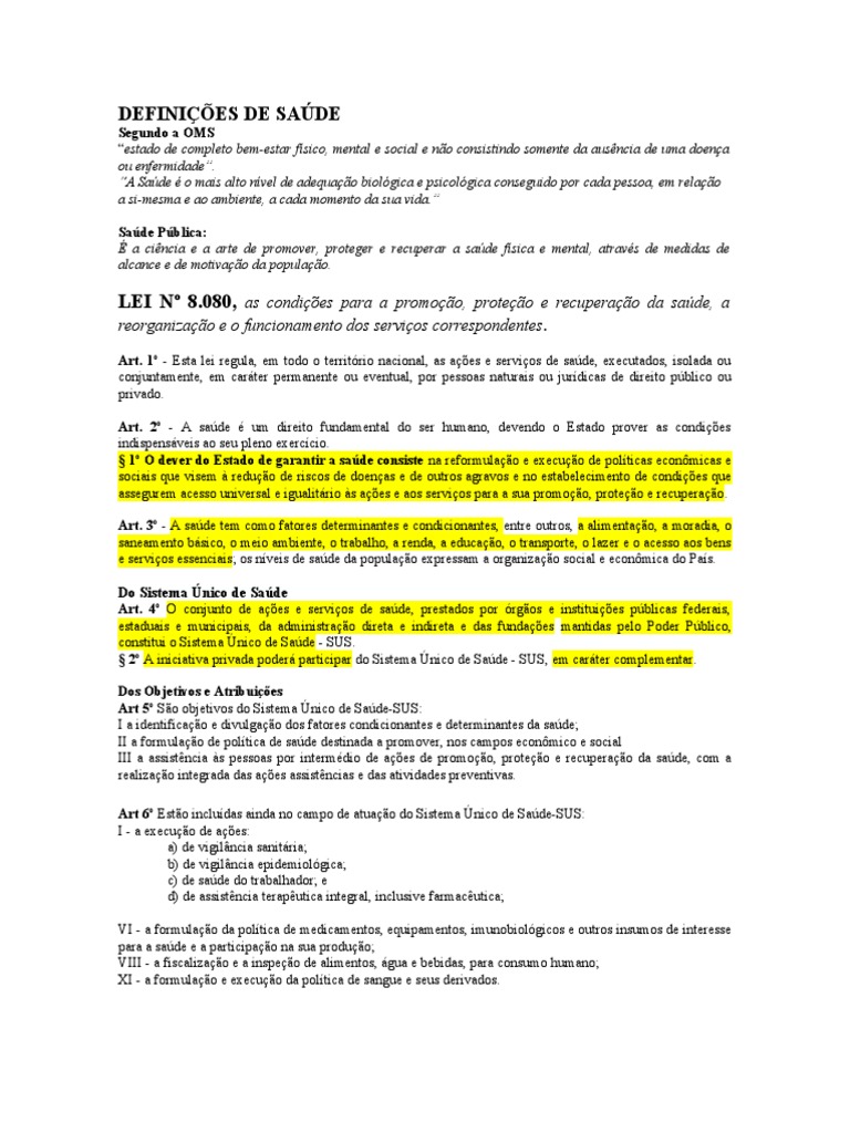 1 Resum o Lei 8080 E 8142 Governo Pol tica