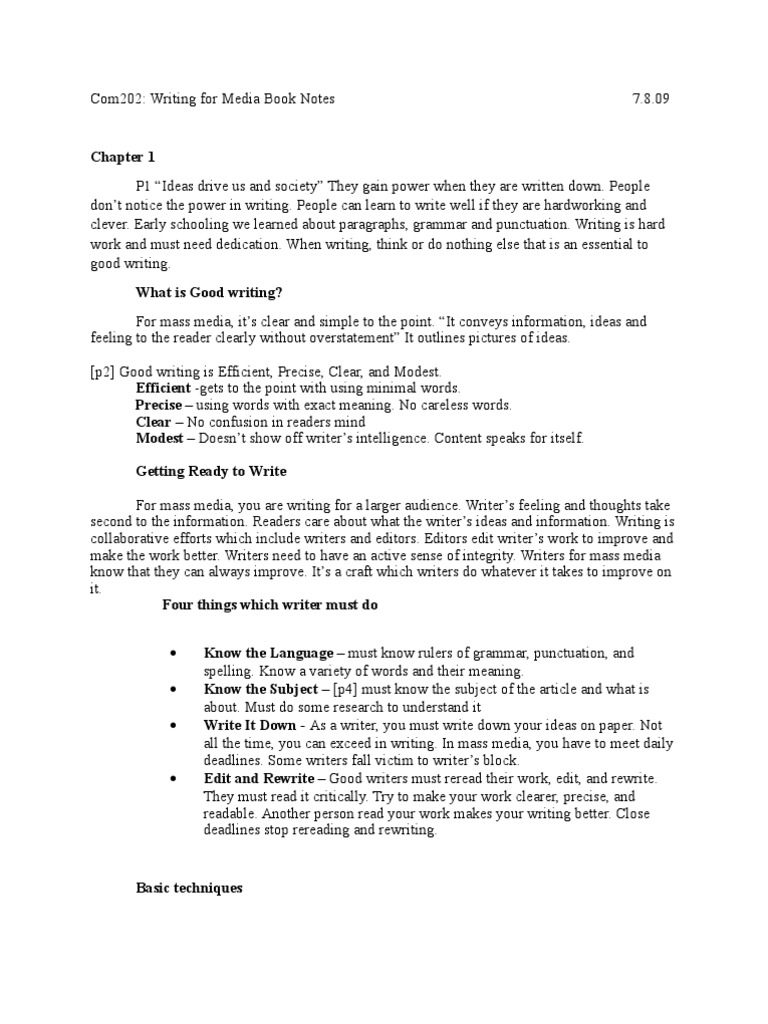 Media Writing Essentials and Techniques | PDF | Word | Mass Media