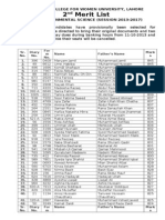 2 Merit List: Lahore College For Women University, Lahore Bs Environmental Science (Session 2013-2017)