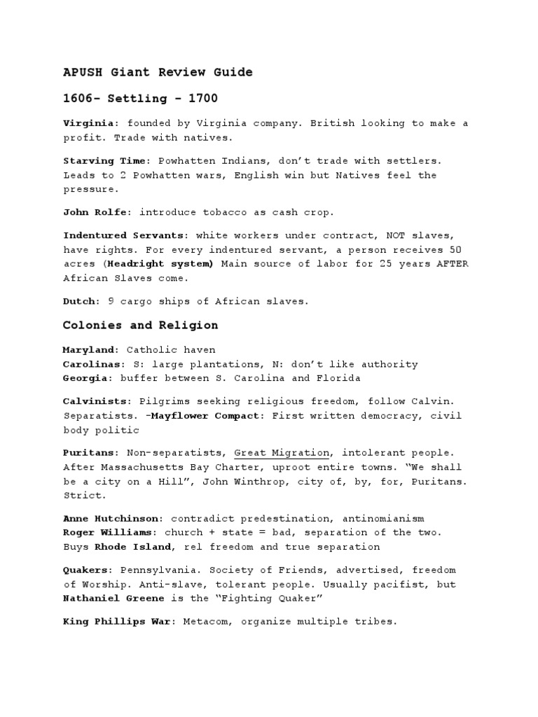 APUSH Giant Review Guide | PDF | History | Travel