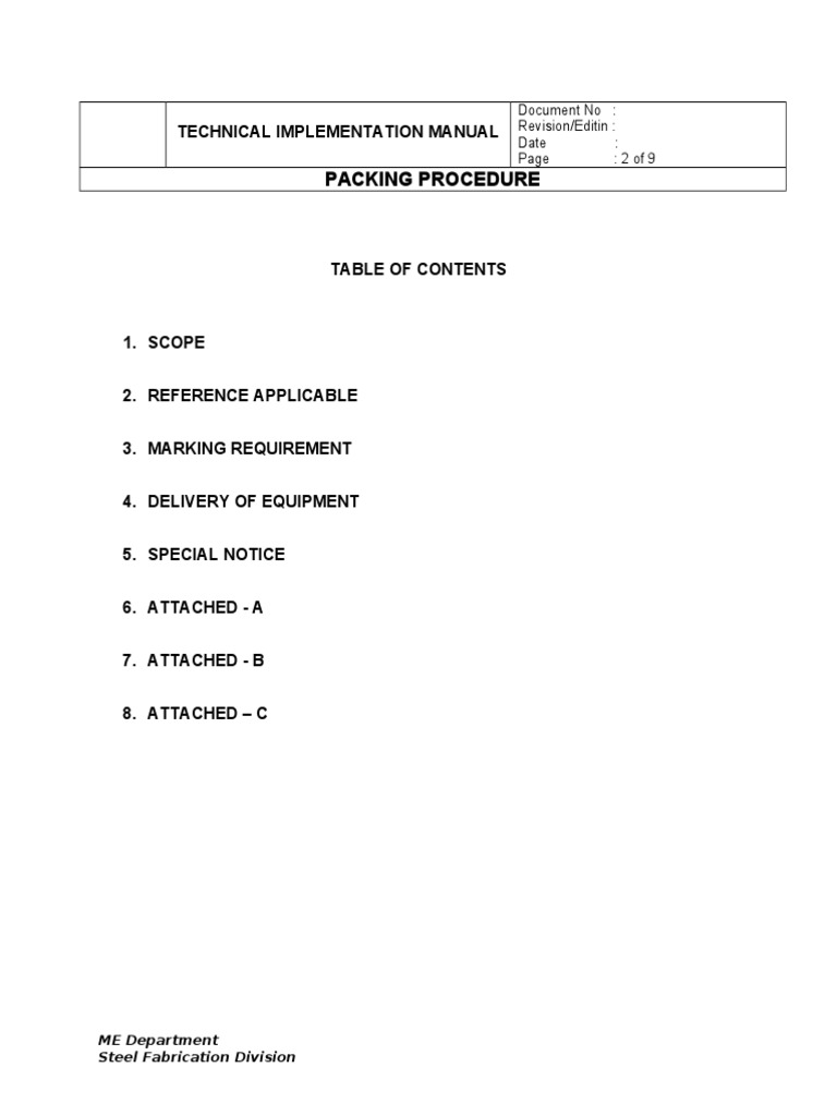 Packing Procedure | PDF | Cargo | Industries