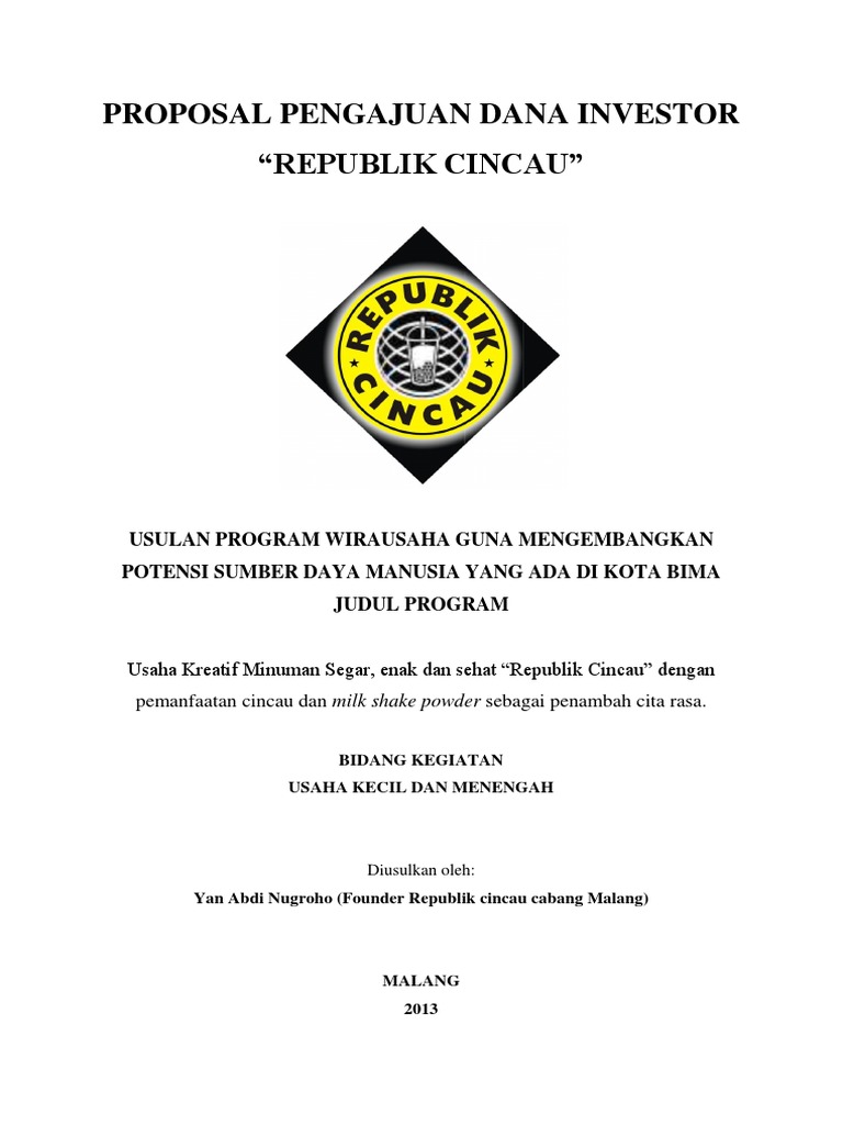 Proposal Pengajuan Dana Investor RC Frencise PDF