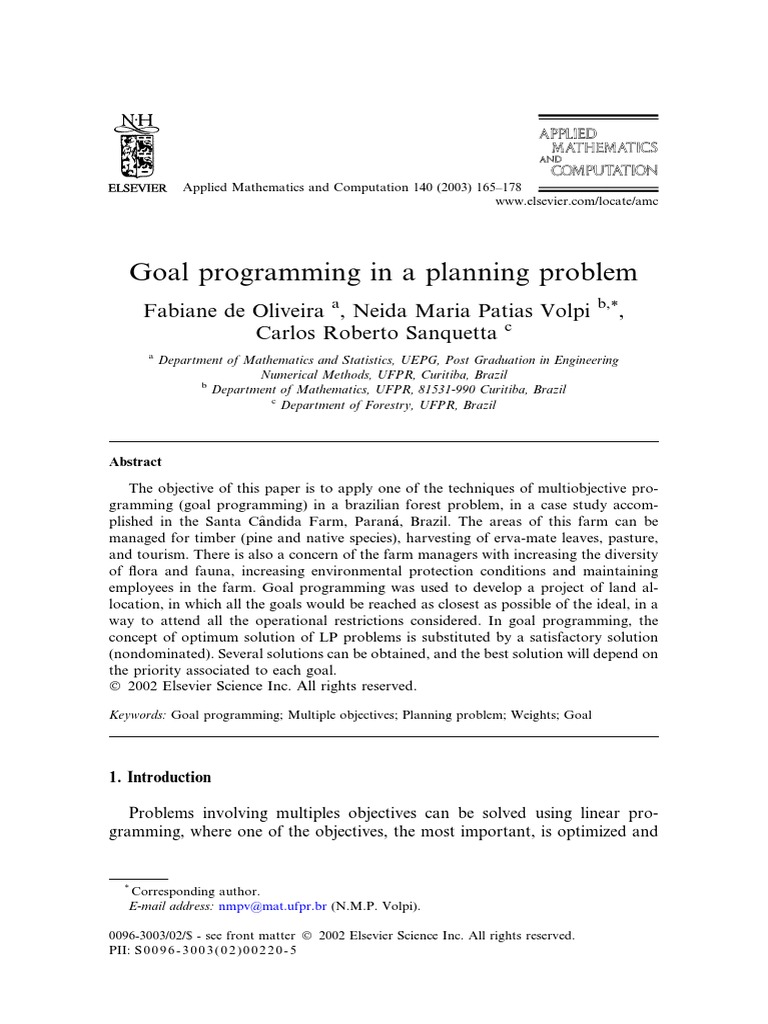 Goal Programming for Forest Management | PDF | Mathematical ...