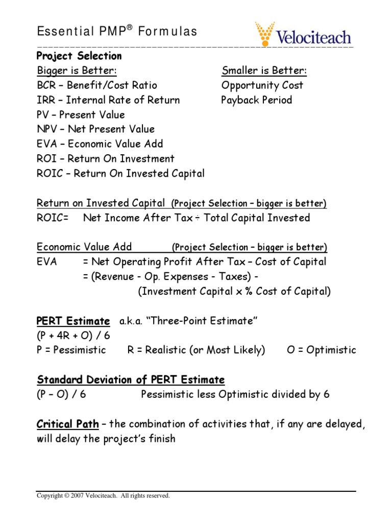 Essential Formula Sheet | PDF