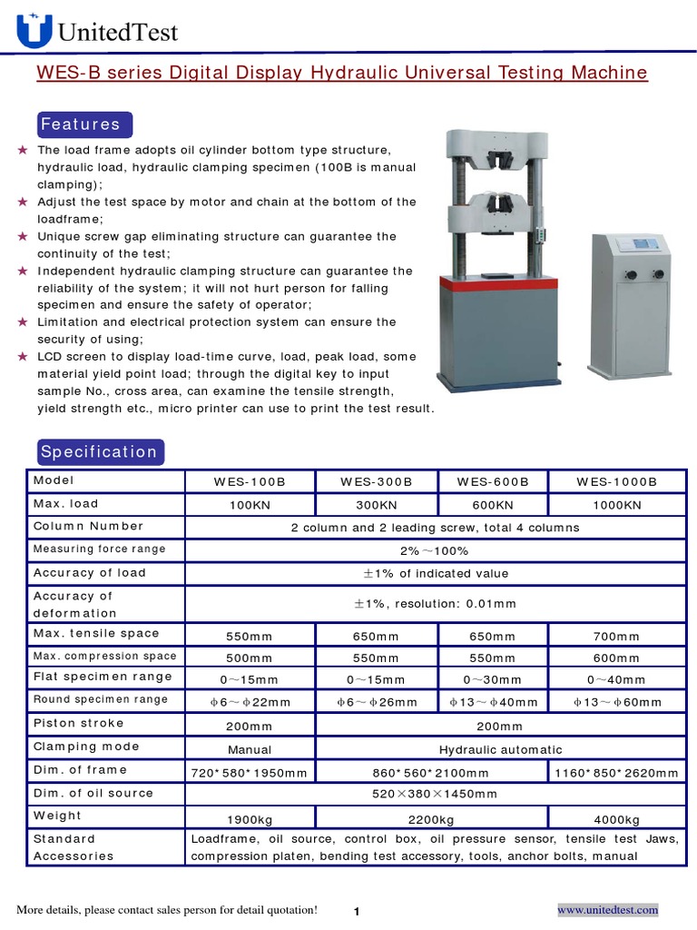 Hydraulic UTM | PDF | Screw | Bending