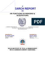 Research Report: HR Functions in Mergers & Acquisitions
