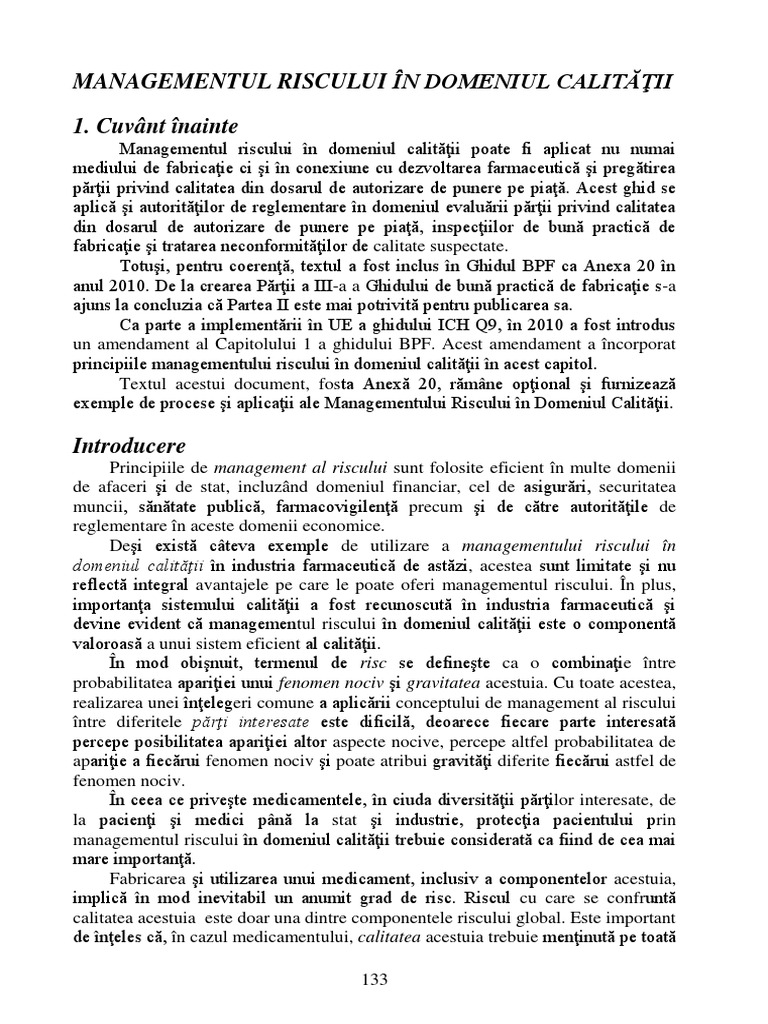 18-Managementul Riscului in Domeniul Calitatii 2012 PDF | PDF