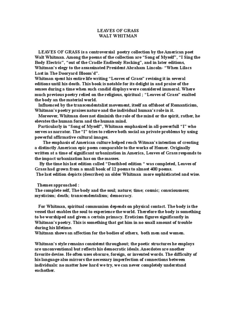 Leaves of Grass PDF Leaves Of Grass Walt Whitman