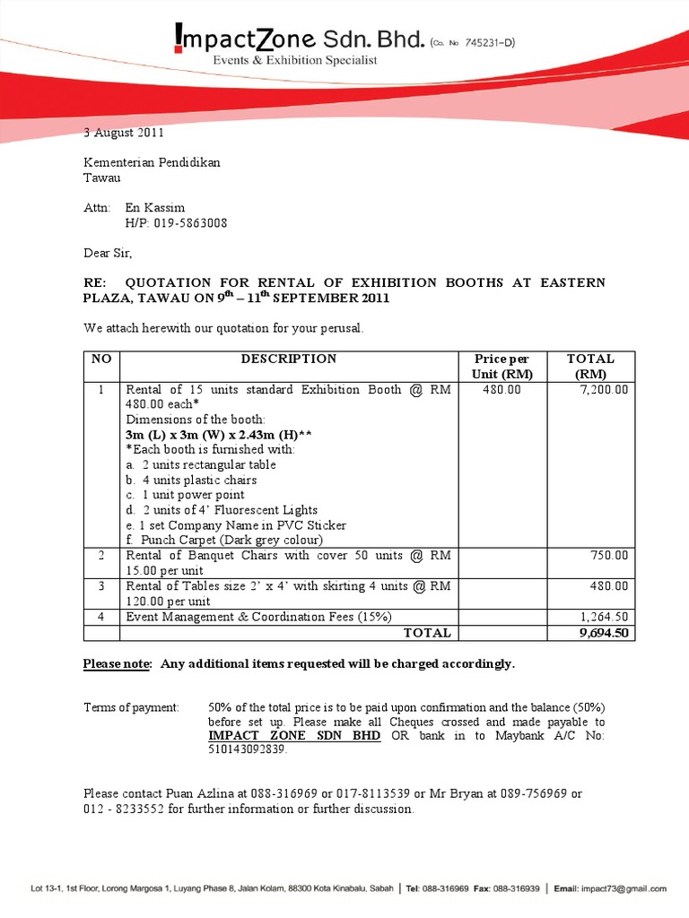 Quotation For Kementerian Pendidikan Rental Exhibition Booths in June ...