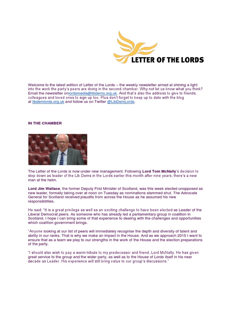 Lib Dem Lords Newsletter Update | PDF | House Of Lords | Politics Of ...