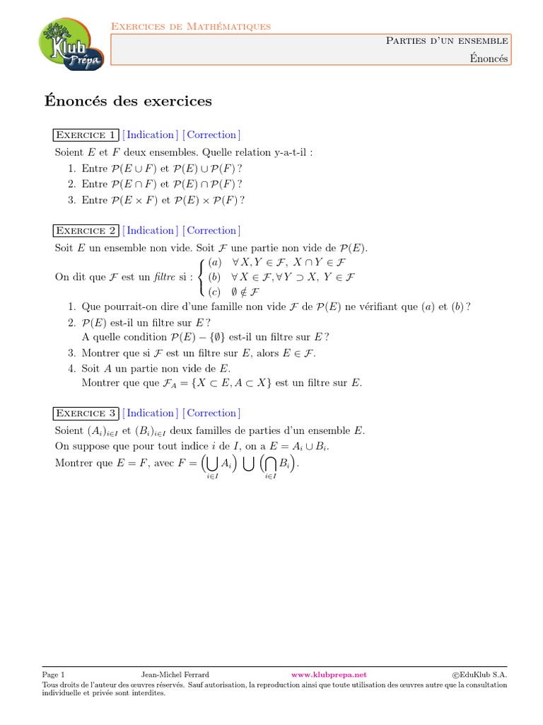 Parties D'un Ensemble, PDF, Inclusion (mathématiques)