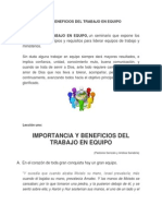 Importancia y Beneficios Del Trabajo en Equipo