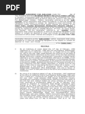 Agreement for Sub-Lease