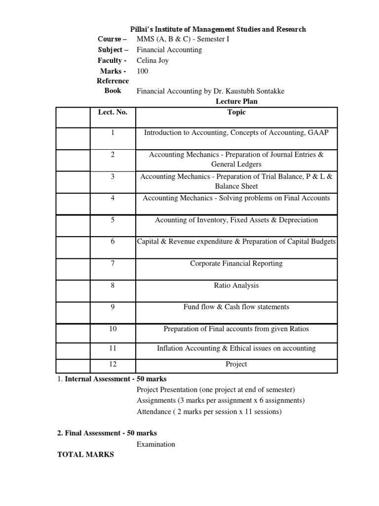 Financial Accounting Course Overview | PDF
