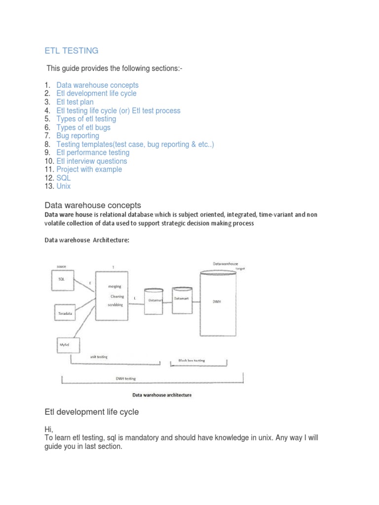Etl Testing: Data Warehouse Concepts | PDF | Software Bug | Databases