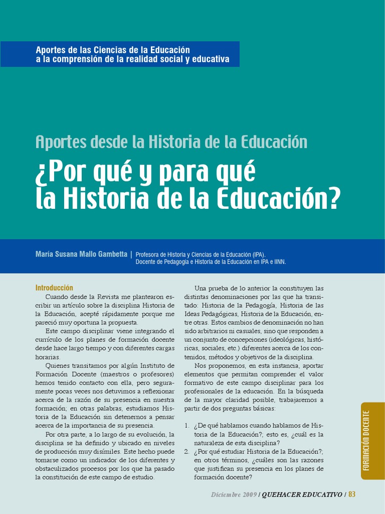 Historia de la Educación y su Importancia | PDF | Plan de estudios ...