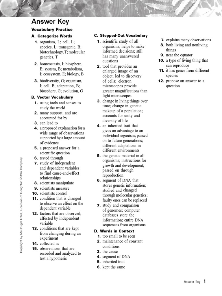 Vocabulary Review For Chapter One 1 Life Genetics