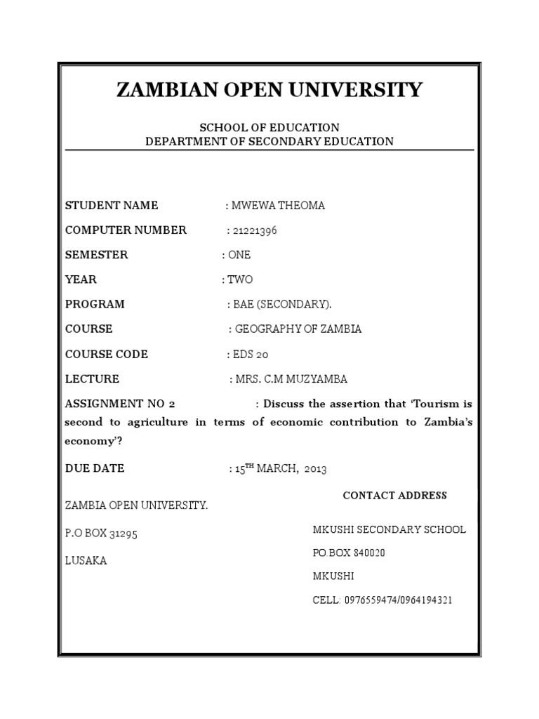 Zambian Open University: MARCH, 2013 | PDF