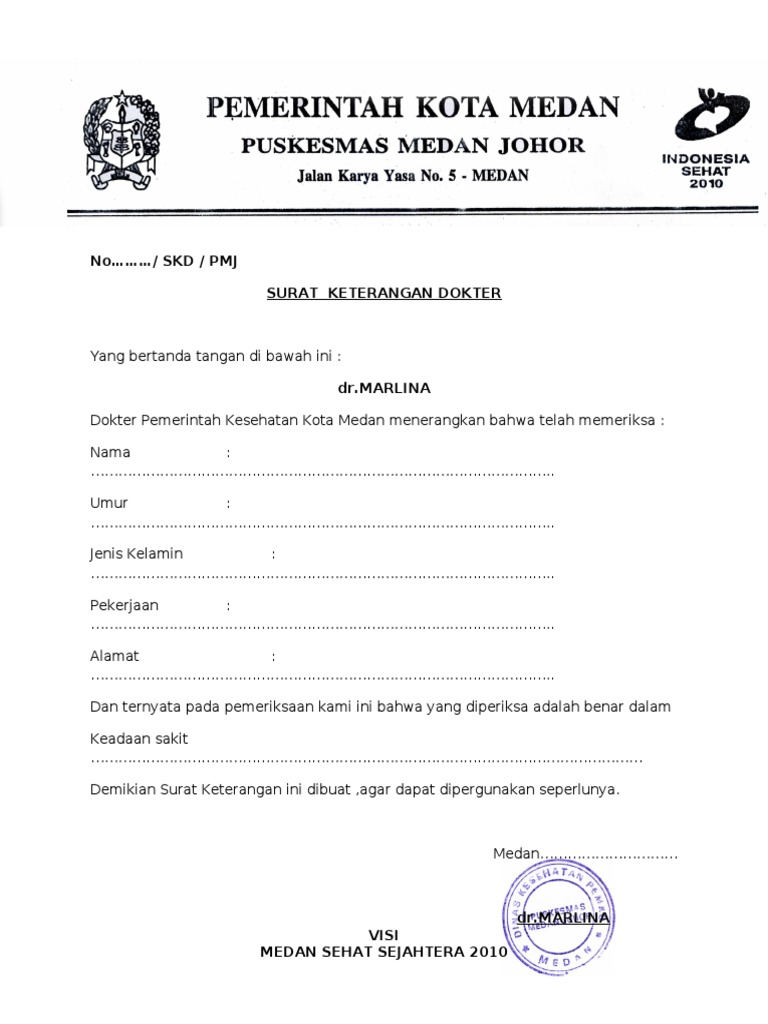 Download 60+ Contoh Surat Surat Sakit Klinik Medan Gratis Terbaru