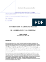 Documentación de Las Lenguas en Peligro, El Caso de Las Lenguas Amerindias