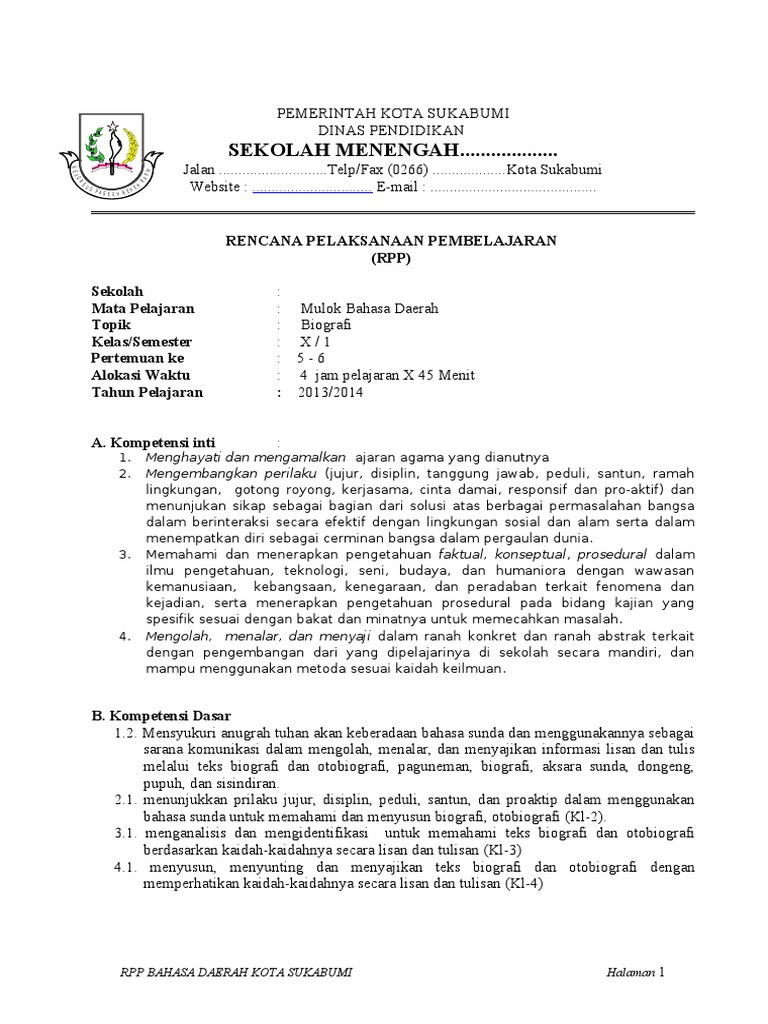 Contoh RPP Basa Sunda Biografi Kurikulum 2013