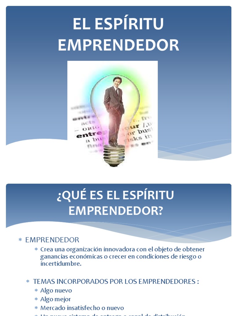 Definición Del Espíritu Emprendedor Pdf Negocios