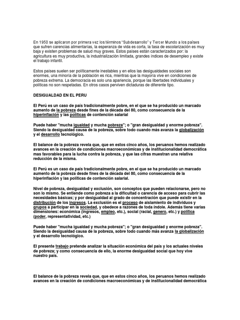 Desigualdad y Pobreza en el Perú | PDF | Desigualdad social ...