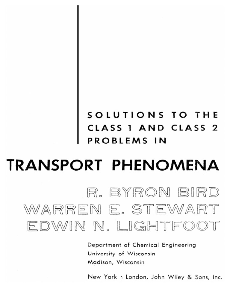 Transport Phenomena Bird Solution Manual
