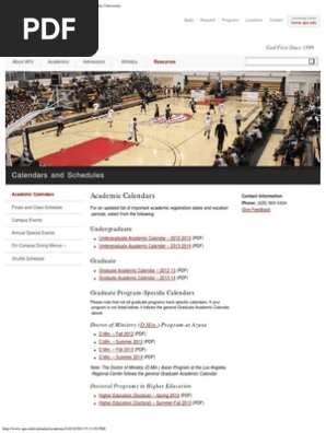 Academic Calendars - Calendars and Schedules - Azusa Pacific University |  PDF | Academia | Behavior Modification