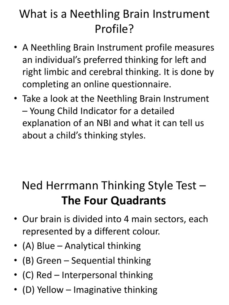 Understanding Neethling Brain Profiles | PDF | Science & Mathematics