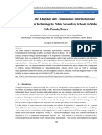 Challenges in The Adoption and Utilization of Information and Communication Technology in Public Secondary Schools in Molo Sub-County, Kenya