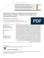 Chairman's Government Background, Excess Employment and Government Subsidies: Evidence From Chinese Local State-Owned Enterprises