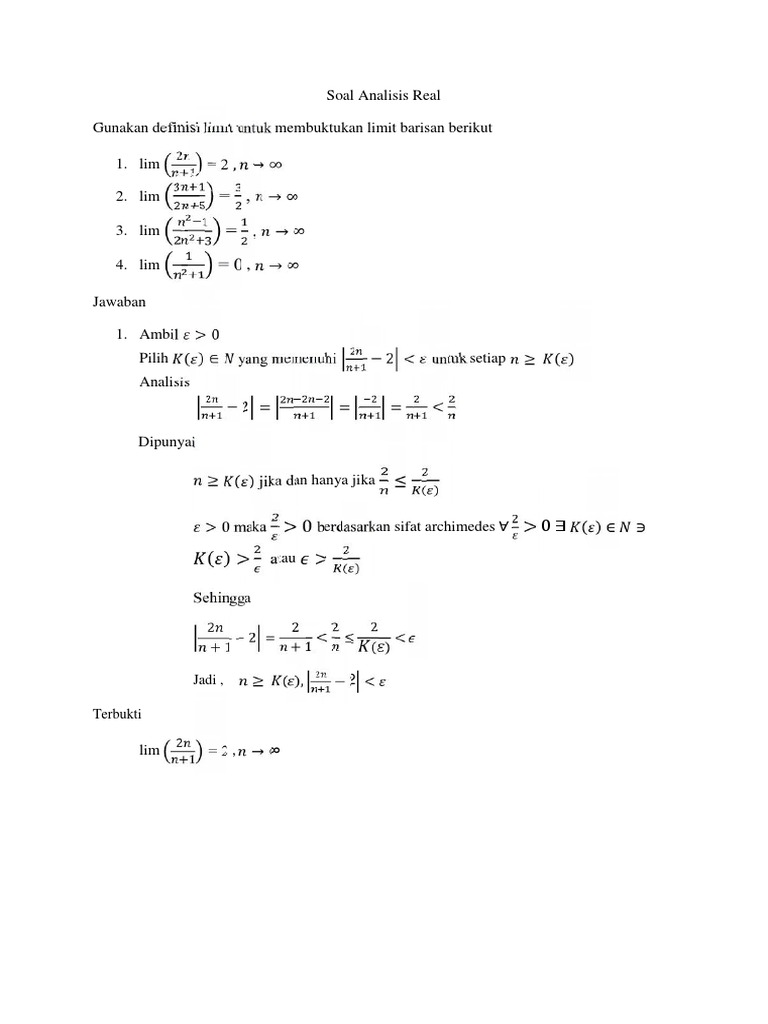 Blog Soal Analisis Real Materi Limit
