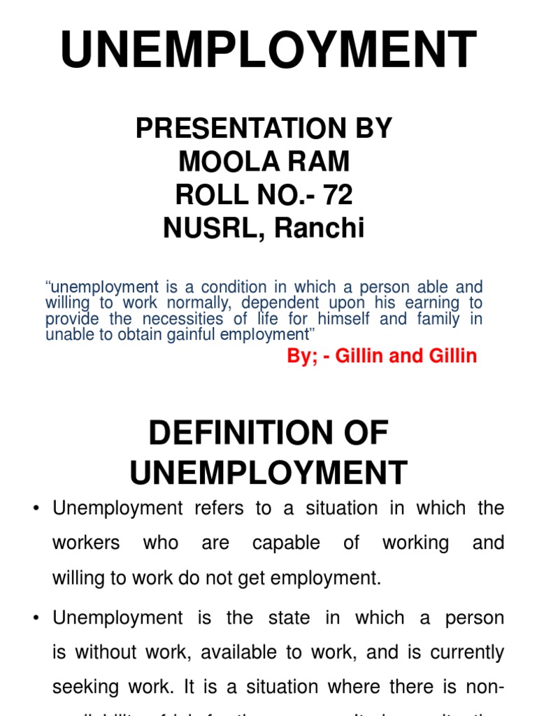 Presentation On Unemployment PDF Unemployment Social Science