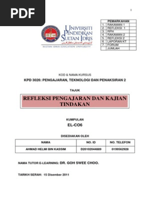 Kpd 3026 Tugasan Refleksi Dan Kajian Tindakan Pdf