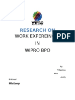 Research on work experience of wipro