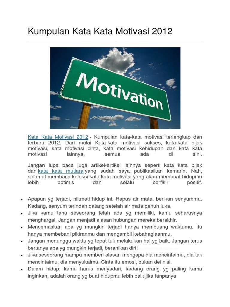 Kumpulan Kata Kata Motivasi 2012