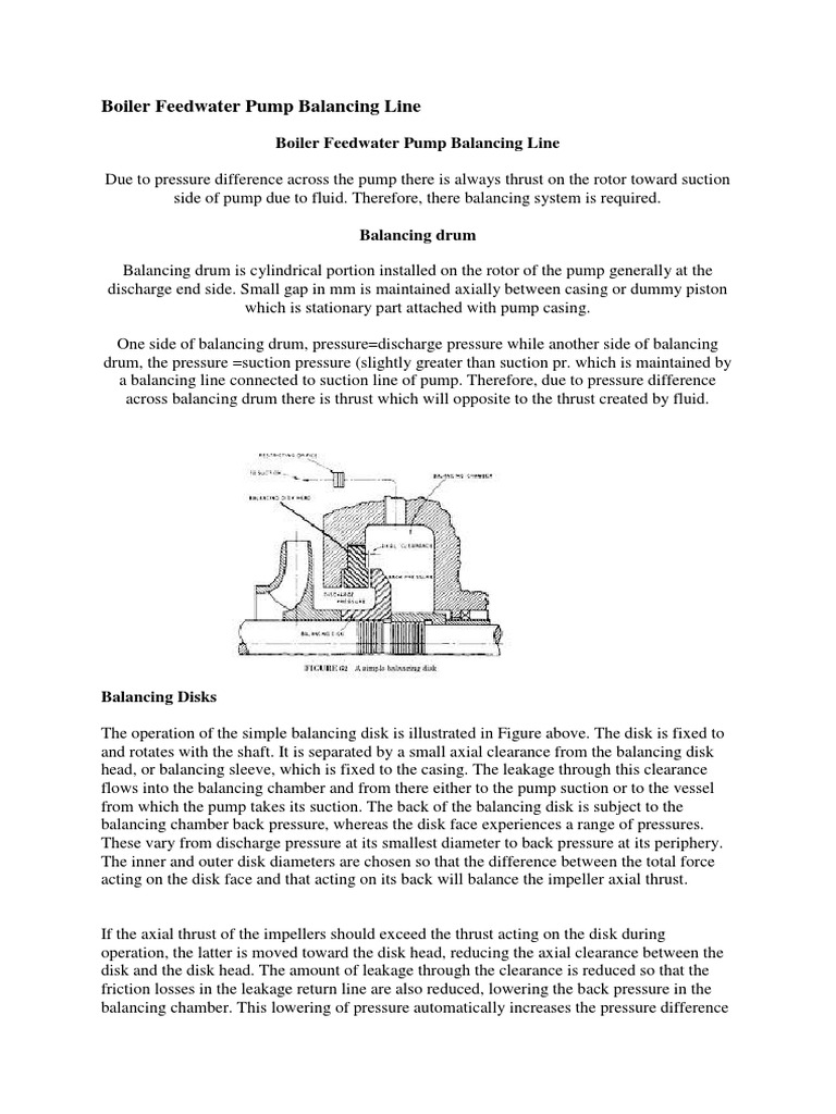 Boiler Feedwater Pump Balancing Line PDF Pump Chemical Engineering