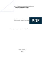 6 º Relatório Inorgânica - Obtenção de Sulfato de Alumínio e Potássio Dodecaidratado