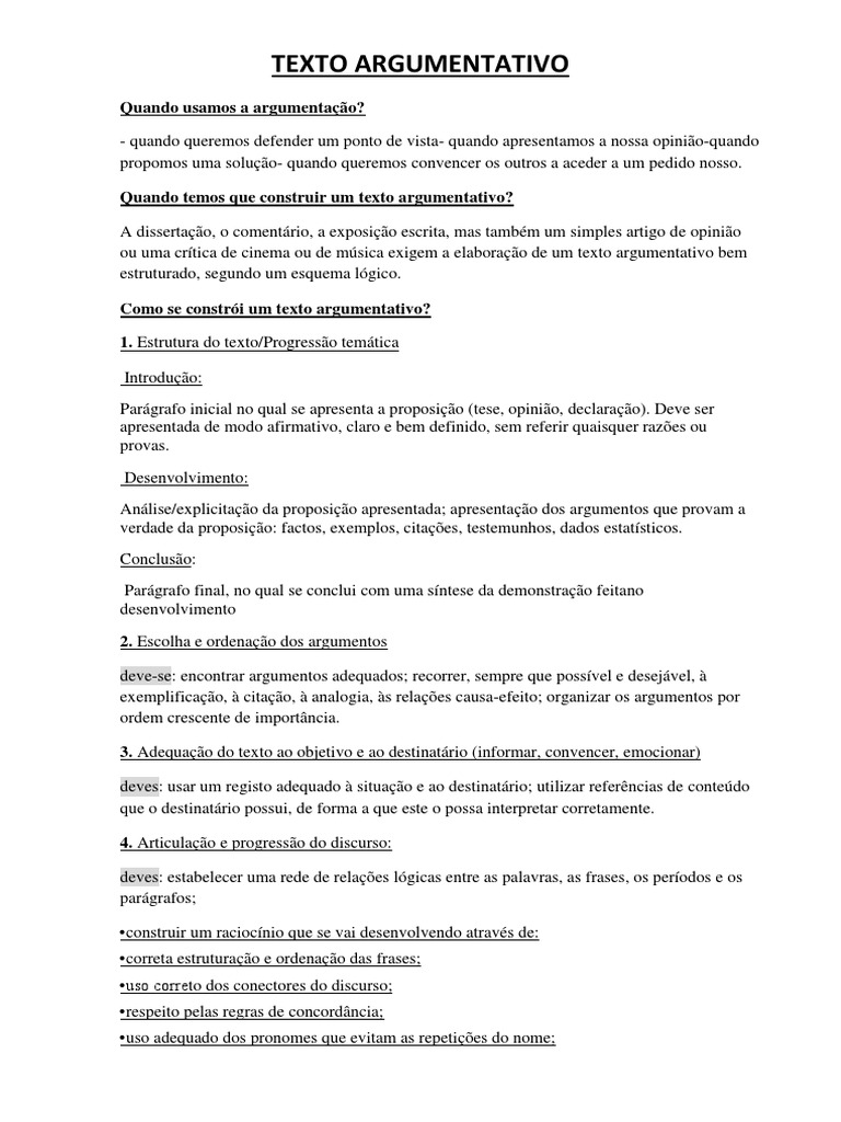 Texto Argumentativo E Exemplo Pdf Argumento Lógica 