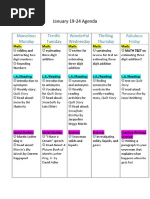 weekly agenda
