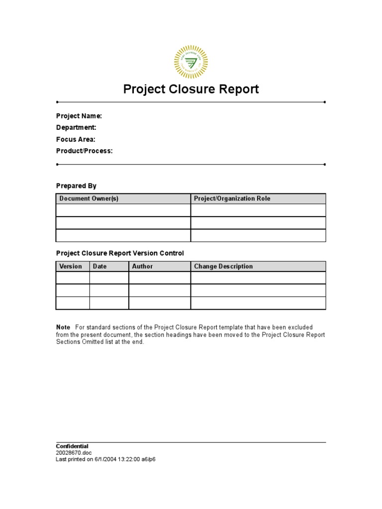 Project Closure Report | PDF | Risk Management | Goal