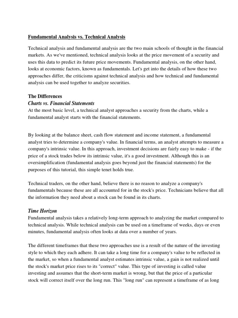 Comparing Fundamental and Technical Analysis | PDF | Technical Analysis ...