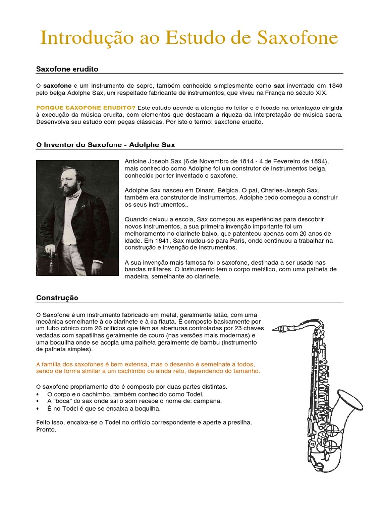 Método de Saxofone | PDF | Saxofone | Instrumentos musicais