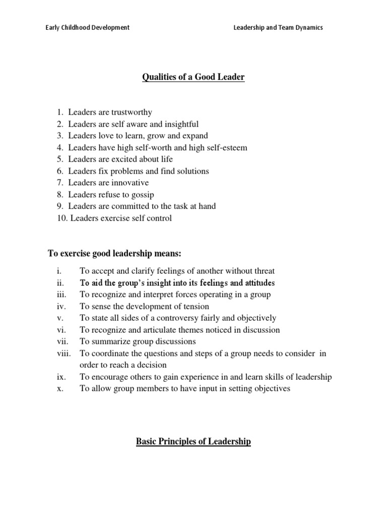 Leadership in Early Childhood | PDF | Business | Self-Improvement