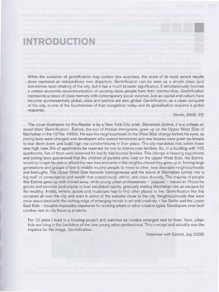 Gentrification Reader Introduction Apartment Suburb