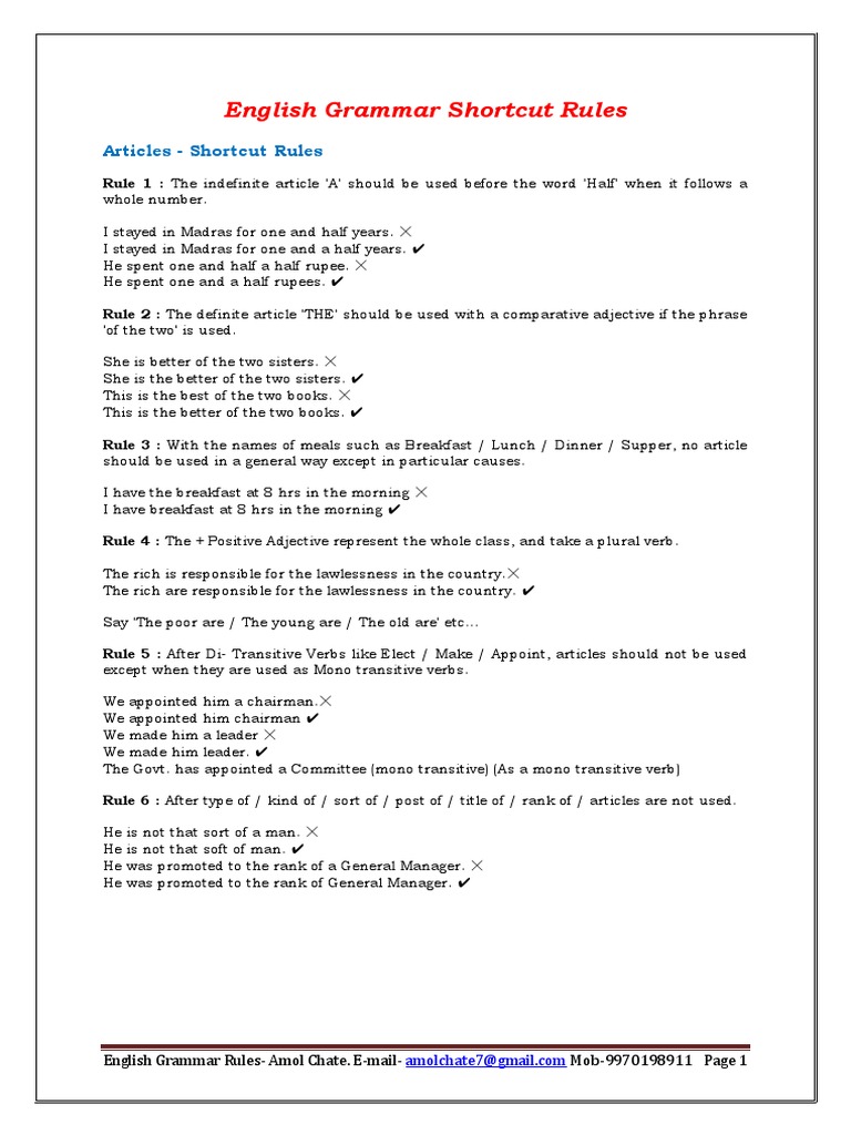 English Grammar Shortcut Rules.pdf | English Grammar | Grammatical Number